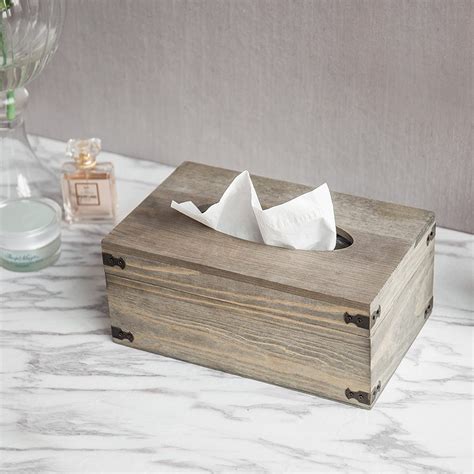 mygift   distressed gray wood rectangular facial tissue box holder walmartcom