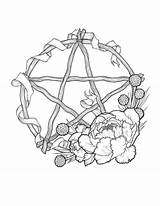 Pentagram Sabbat Wreath Pentacle sketch template