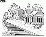 Train Coloring Station Pages Old West Edupics Printable Buildings Town Adult Color Stations Trainstation Choose Board Sheets Party Western Large sketch template