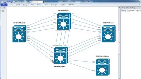 automatically laying  visio network topology diagrams  spacing  adjusting connectors