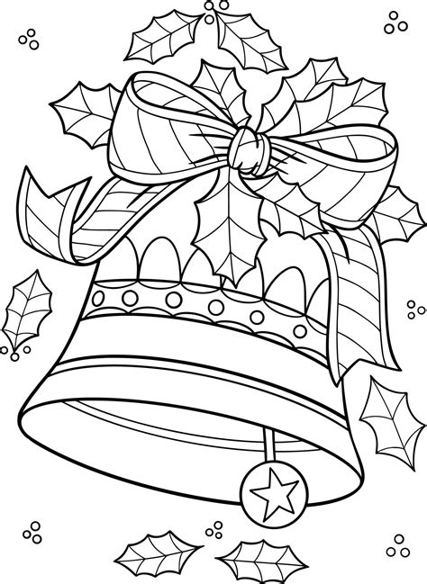 christmas bell coloring page  vector art  vecteezy