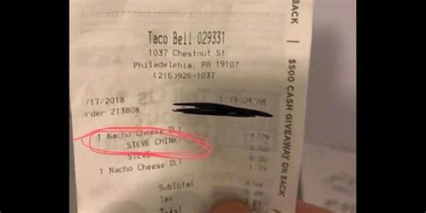taco bell employee fired for derogatory slur printed on receipt fox