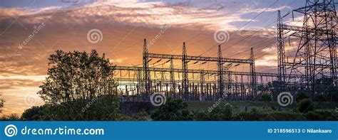 power station   elevated ground evening landscape photograph stock image image
