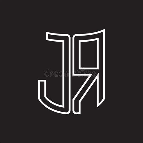 jr logo monogram  ribbon style outline design template stock vector