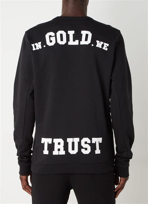 gold  trust sweater met front en backprint van biologisch katoen zwart de bijenkorf
