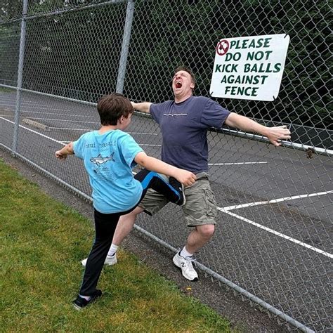Please Do Not Kick Balls Against Fence Meme Guy