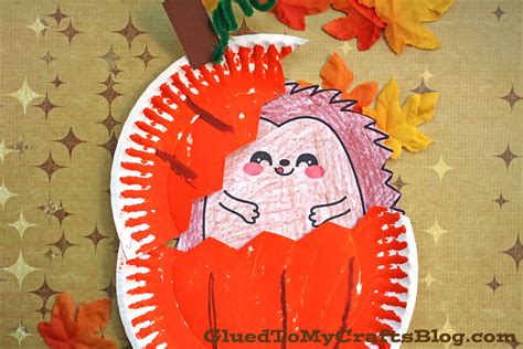 paper plate hedgehog  pumpkin kid craft  fall