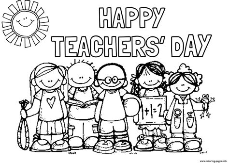 happy teachers day students picture coloring page printable