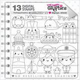 Nautical Stamp Digi Commercial Digistamp Stamps Navy Coloring Graphic Summer Digital Use Il sketch template