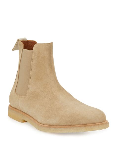 common projects mens calf suede chelsea boot tan neiman marcus
