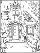 Boomhutten Kleurplaten Treehouse Dover Publications sketch template