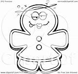 Drunk Gingerbread Mascot Woman Coloring Clipart Cartoon Cory Thoman Outlined Vector 2021 sketch template