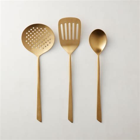 brushed gold cooking utensils set   cb gold kitchen utensils
