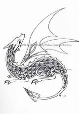Dragon Celtic Drawing Wolf Getdrawings sketch template