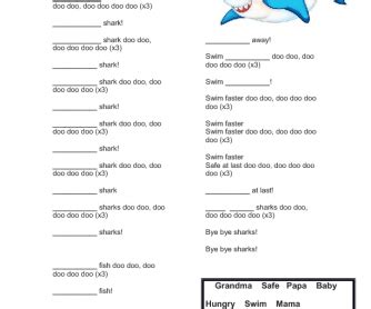 song worksheet baby shark super simple songs