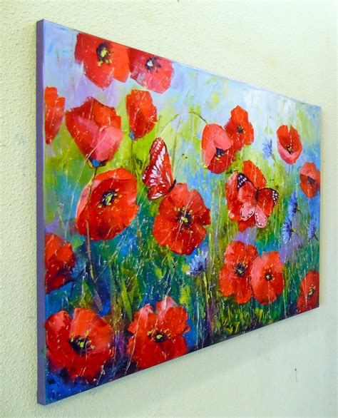 poppies  butterflies painting  olha darchuk jose art gallery