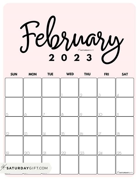 february  calendar  cute  printables saturdaygift