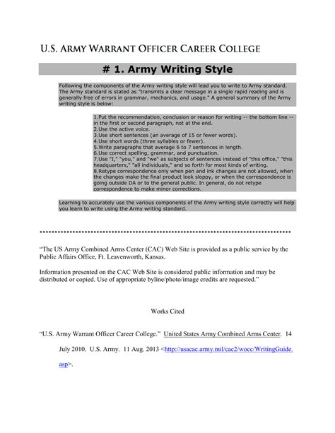 army writing style