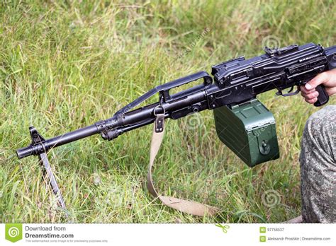 machine gun pecheneg stock image image  fighting army