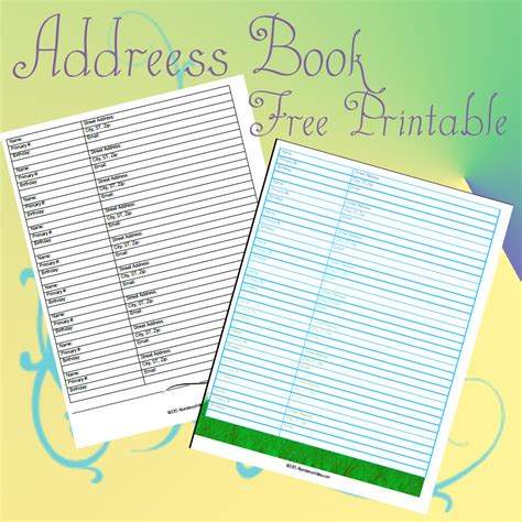 address book  printables abundance hollow  printables