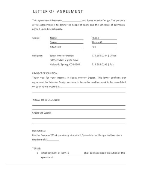perfect letter  agreement templates templatelab