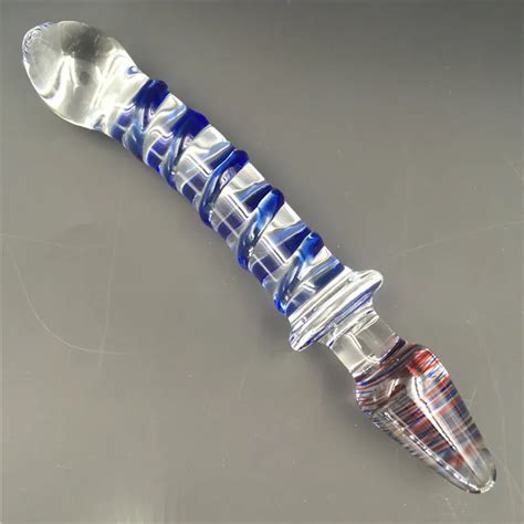 Glass Crystal Spiral Texture Dildo Fake Penis Anal Butt Plug Sex Toys