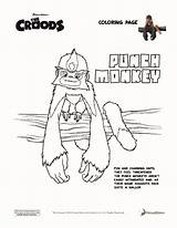 Croods Coloring Pages Punch Monkey Kids Colouring Sheets Choose Board sketch template