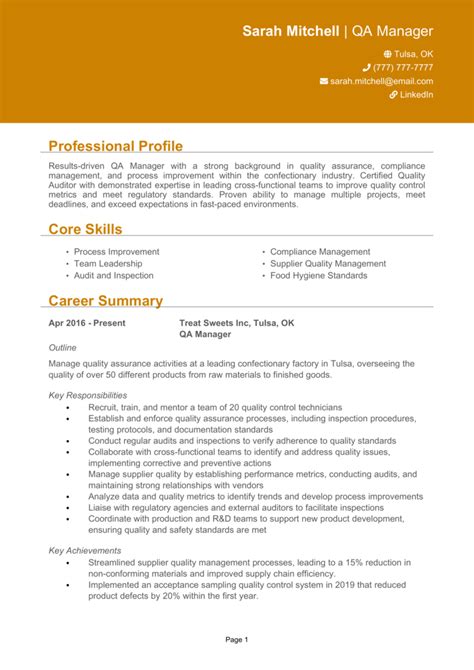 qa manager resume  quality assurance  hired