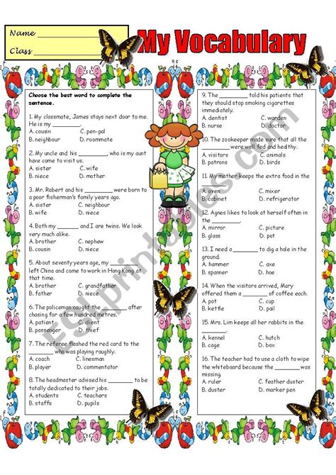 vocabulary  intermediate esl worksheet  irawinj