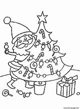 Tree Christmas Santa Coloring Pages Decorating Printable 6a80 sketch template