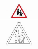 Znaki Drogowe Dzieci Crossing Pedestrian Kolorowanki Kolorowanka Ostrzegawcze Educazione Nauka Drogowych Znakow sketch template