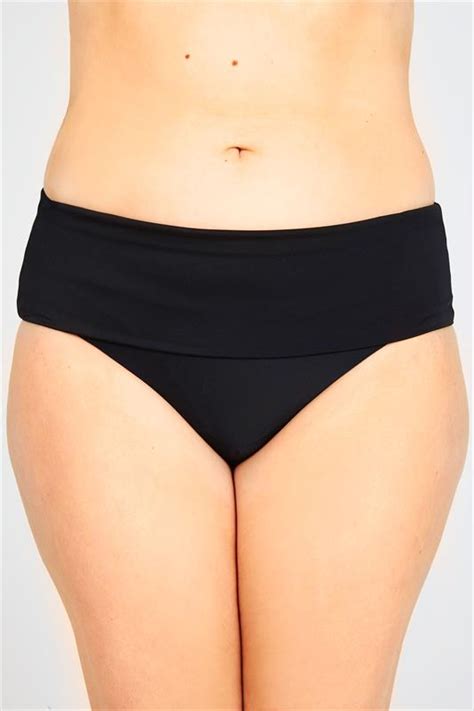 Black Fold Over Waist Bikini Brief Plus Size 16 18 20 22 24 26