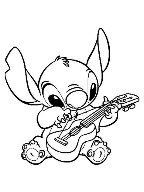 stitch playing guitar coloring page  printable coloring pages
