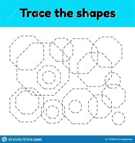 octagon worksheet  preschoolers educational tracing