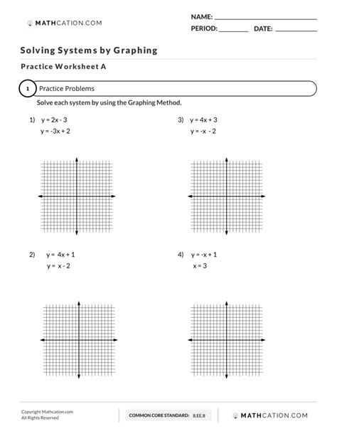 graphing systems  equations worksheet