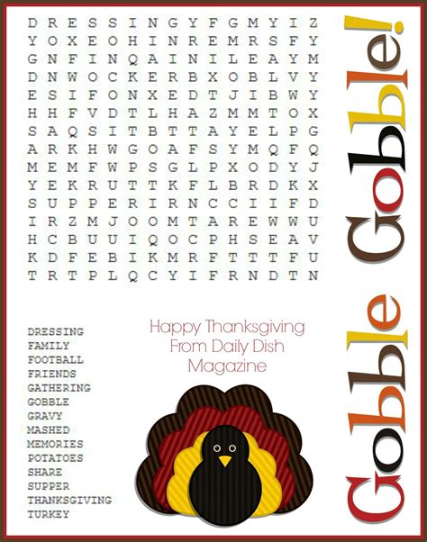 thanksgiving word search printable