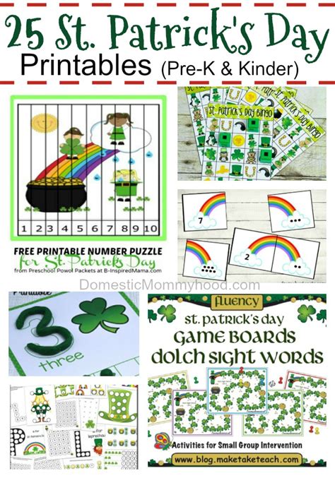 preschoolkindergarten st patricks day printables domestic