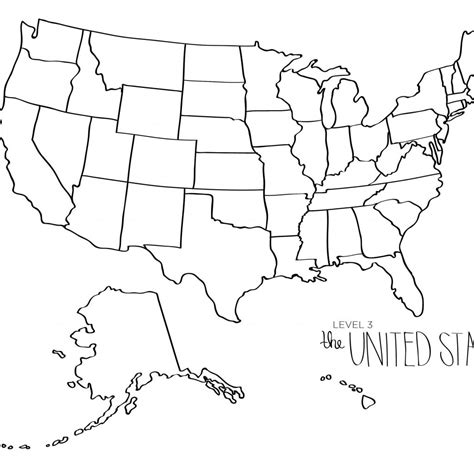 printable black  white map   united states printable  maps