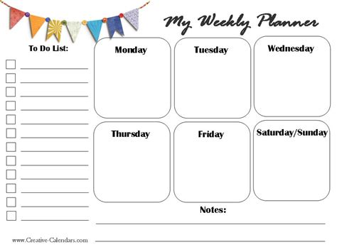 weekly planner printable  students