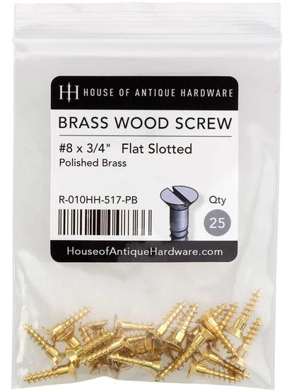 8 X 3 4 Inch Brass Flat Head Slotted Wood Screws 25 Pack House Of