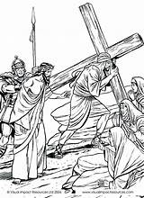 Crucifiction Crucifixion Sermons4kids Ascension Jezus Draagt Kruis Afkomstig sketch template
