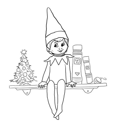 christmas elf   shelf coloring page  print  color