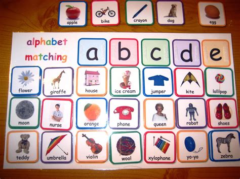 alphabet printable file folder game  colorful matching pictures