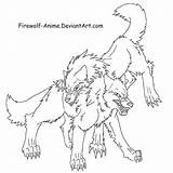Firewolf Wolf Fight Anime Lineart Drawing Deviantart Getdrawings sketch template