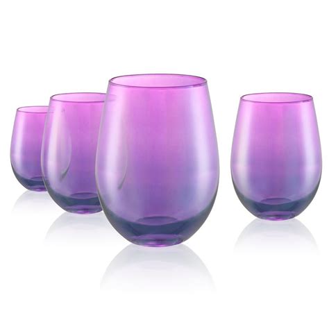 Artland 16 Oz Stemless Wine Glasses In Purple Set Of 4