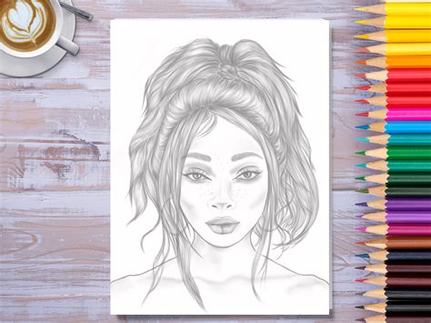 adult coloring pages girl coloring pages etsy