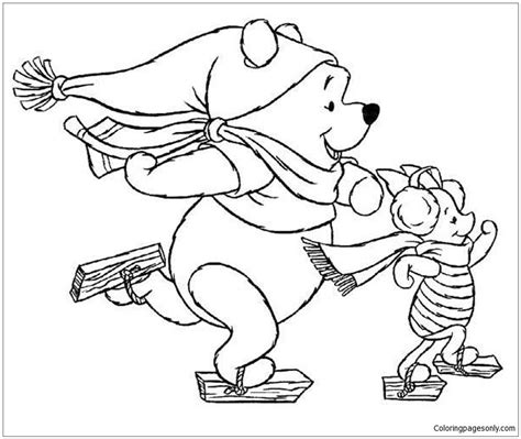 winnie  pooh christmas coloring page  printable coloring pages