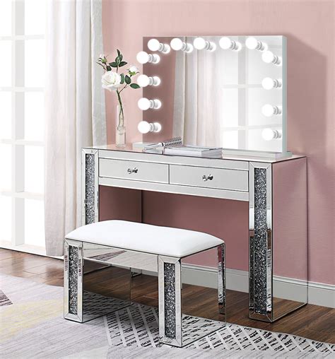 makeup vanity  drawers  lighted mirror pictures