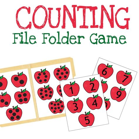 counting  matching file folder games apple printable worksheet