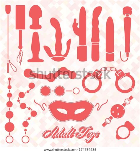Vector Set Adult Sex Toys Silhouettes Stock Vector
